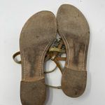 Aerin golden peddle leather t strap sandals with fish scale gem designs 6.5 Photo 4
