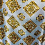 Vintage Headscarf Retro Blue Gold Decorative Large Square Neck Scarf Covering u Photo 2