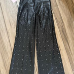 Avec Les Filles NWT  Faux Leather Black Trousers‎ Pants with Rhinestone sz Small Photo 0
