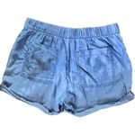 Gap Blue Denim Fabric Elastic Waist Drawstring Shorts Sz S Photo 4