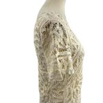 SEA Dress Cream Boho Crochet Lace Short Sleeve Lined Mini Wedding Feminine 8 New Photo 2