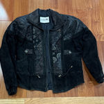 Sea dream Vintage 90s Black Suede Jacket with Embroidered Details Y2K Size S Photo 0