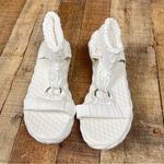 Women's 9.5 Woven Crochet Ankle Boho Island Platform Sandal Vacation Summer White Photo 2