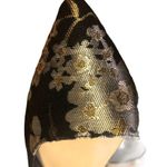 Nine West Flats Back Gold Metallic Foil Floral 5.5M Pointy Toe Shoe Career Photo 3