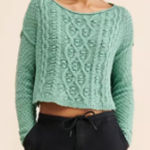 Free People Changing Tides Pullover in White Spruce sz medium NWT bust flat 29” Photo 0