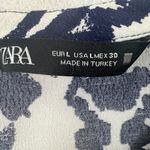 ZARA Printed Tunic Mini Dress Blue White L Bohemian Peasant Long Sleeve Flowy Photo 2