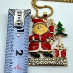 New without tags red and white crystal and enamel Santa Claus Christmas necklace Photo 5