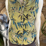 Chico's  Leaf Print Button Down Jean Vest Women's Size 0 (Size Small) Photo 0