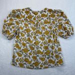 Cupcakes and Cashmere Floral Blouse Puff Sleeve Linen Blend Top Size L Yellow Size L Photo 7