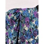 Vintage Floral Print Pleated Midi Dress Women's Long Sleeve Ruched Waist Purple Size 8 Photo 6