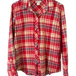 Lucky Brand  Plaid Button Down Shirt Long‎ Sleeve Casual Red Size M Photo 0