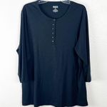 Duluth Trading Company DULUTH TRADING 100% Cotton Black 3/4 Sleeves Button Detail Tunic Top, Size XL Photo 0