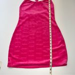 SKIMS KIM KARDASHIAN Hot Pink Velour Logo Mini Dress Photo 10
