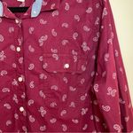 st. john's bay St. John’s Bay | Burgundy Paisley Print Button Down Top | PXL Photo 3