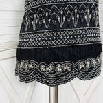 Laurence Kazar Lawrence Kazar Silk Beaded Evening Top Blouse Black Silver Medium Photo 5