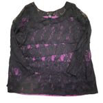 Lane Bryant  Black Lace Overlay Purple Lined Blouse Romantic Gothic Vintage 4X Photo 0