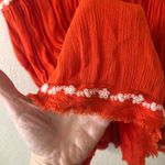 Free People  Diamond Embroidered Red Boho V Neck Top - Size XS Photo 3