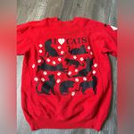 Hanes VTG I Love Cats Cat Lover Sweatshirt Crewneck Pullover Red Black Size S M Photo 2