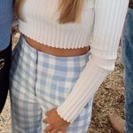 ZARA Blue and White Checkered Pants Photo 4