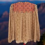 Savanna Jane Bright Long Sleeve Boho Top with Embroidery Design and Tassel Red Photo 1