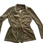 Kendall + Kylie  Military Faux Suede Belted light weight jacket Army green XS Photo 11
