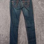 True Religion  Dark Blue Yellow Stiching Stella Style Long Vintage Womens 25 Photo 5
