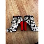 Bebe Leopard Print Heeled Side Zippered Booties with Red Heels and Tassels size Photo 3