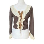 Cider  Lace Up Ruffle Blouse Photo 3