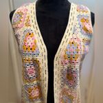 House of Harlow 1960 Coastal Granny Square Knit Crochet Pastel Open Vest OSFM Photo 3
