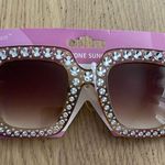 🆕 Women Oversized Rhinestone Sunglasses Square Bling Glasses Tan/Brown🆕 Tan Photo 4