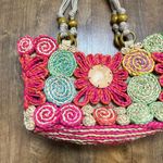 Cappelli Bright Floral Straw Tote Bag Beach Pink Photo 6