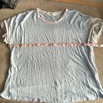 Rag and Bone baby blue oversized boxy linen Tshirt with pink, grey details size xs Photo 6