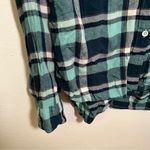 Roxy  Button Down Flannel Shirt Mint Green Plaid XS Photo 4