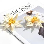 ZARA NEW❗️ Beaded Floral Earrings White Yellow Flower Photo 3