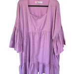 Free People Beach El Mar Purple Mini Dress Oversized Ruffle Flowy Boho Garden XS Photo 1