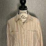 Liverpool  Women’s Tan Striped Button Down Shirt Size Medium Photo 1