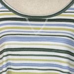 cj banks 3X-Large Top Striped Stretch Ribbed 3/4 Sleeve Boat Neck Soft Hi-Low Photo 1