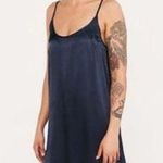 Obey  Navy Embroidered Plunge Slip Dress S Photo 0