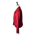 Oscar de la Renta Blazer Women 8 Red Wool Blend Leather Trim Jacket Career Photo 4