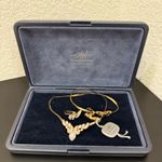 Vintage A&S ATTWOOD & SAWYER Clear Swarovski Crystal Necklace & Earrings w/ Box Gold Photo 2