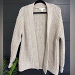 H&M  Oversized Cable Knit Sweater Cardigan Tie Neutral Women’s Sz S EUC Photo 1