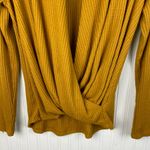 Akemi + Kin Anthropologie Woodruff Waffle Rib Knit Wrap Top Size Small Mustard Photo 5