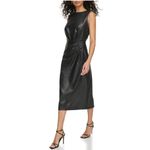 Calvin Klein NWT Women's Paper Sleeveless Dress Faux Leather Super Soft Photo 2