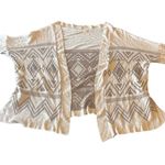 Debut  Brown Cream Southwestern Western Print Lightweight Open Cardigan Large Photo 4