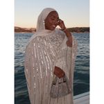 Mac Duggal  Embellished Beaded Column Cape Gown in Champagne Size US 16 Photo 12