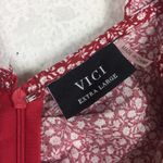 VICI Red White Floral Ruched Stretch Ruffle Sleeveless Mini Dress XL Photo 3