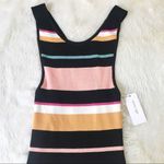 Ella Moss  Striped Bodycon Tank Dress Ribbed Sleeveless  Black Pink Medium‎ New Photo 4