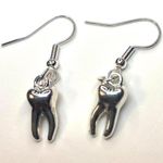 Handmade Vintage Gothic Silver tooth earrings , Y2K Grunge Boho drop and dangle earrings Photo 0