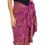 Boutique Swim wrap shawl 100% Rayon tie dyed rose with lime green palm tree print . Photo 0