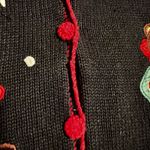 Womens small Vintage Nutcracker ice skating bears button up sweater Black Photo 4